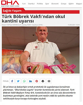 Türk Böbrek Vakfı'ndan Okul Kantini Uyarısı