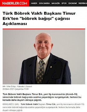TBV Başkanı Timur Erk'ten "böbrek bağışı" çağrısı Açıklaması