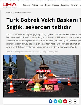 Türk Böbrek Vakfı Başkanı Timur Erk: Sağlık, şekerden tatlıdır