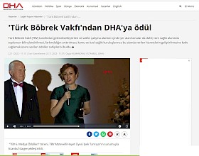 Türk Böbrek Vakfı'ndan DHA'ya ödül