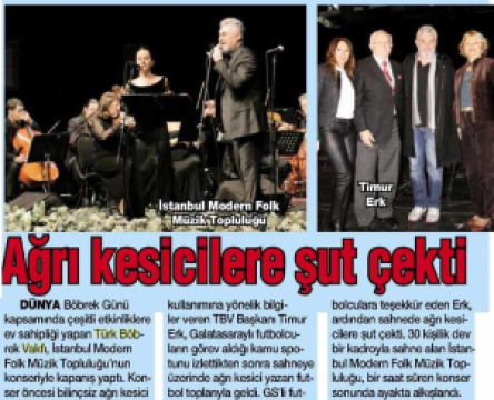 Dünya Böbrek Günü’nde Modern Folk Müzik Topluluğu Konseri