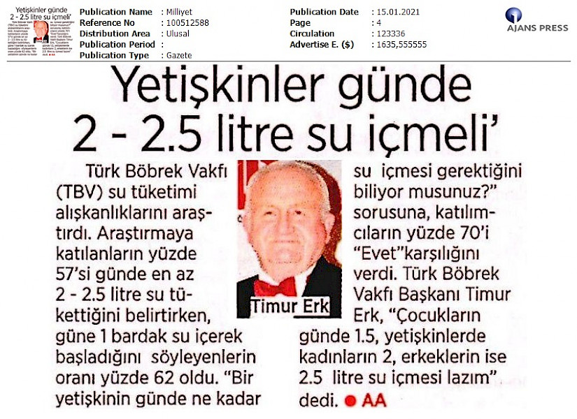 Yetişkinler Günde 2 Litre Su İçmeli