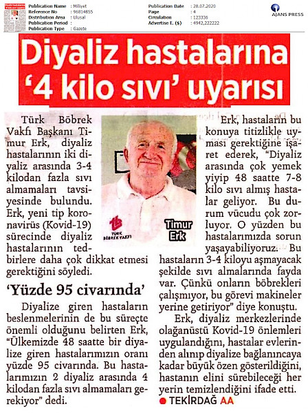 Diyaliz Hastalarına 4 Kilo Sıvı Uyarısı