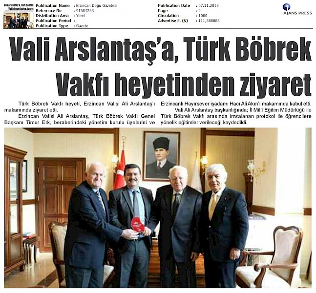 Vali Arslantaş´a TBV´den Ziyaret