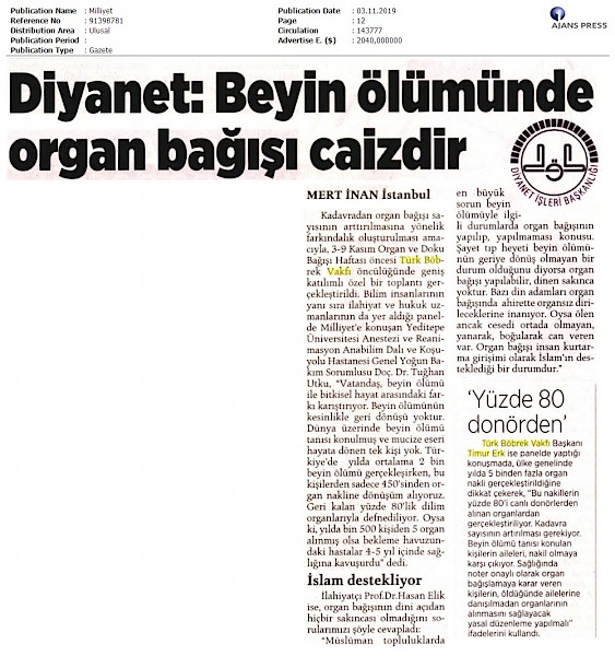 Diyanet: Beyin Ölümünde Organ Bağışı Caizdir