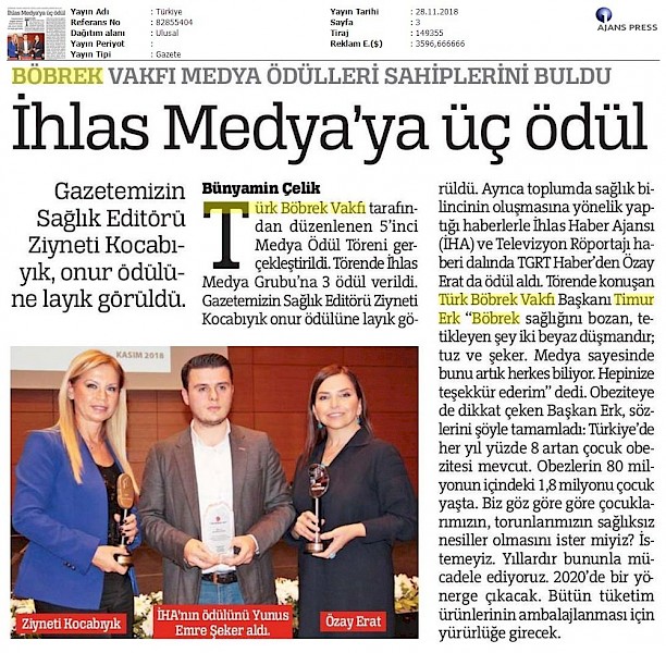 Türk Böbrek Vakfı Medya Ödülleri Sahiplerini Buldu