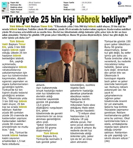 Türkiye´de 25.000 Kişi Böbrek Nakli Bekliyor