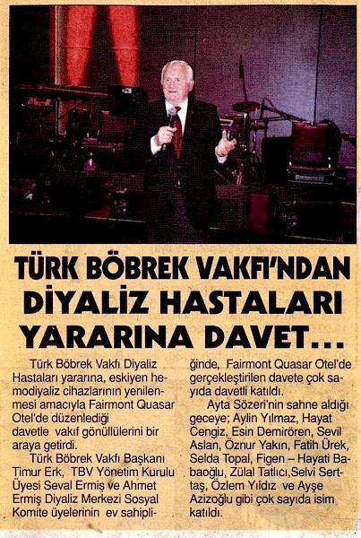 Türk Böbrek Vakfı´ndan Diyaliz Hastaları Yararına Davet