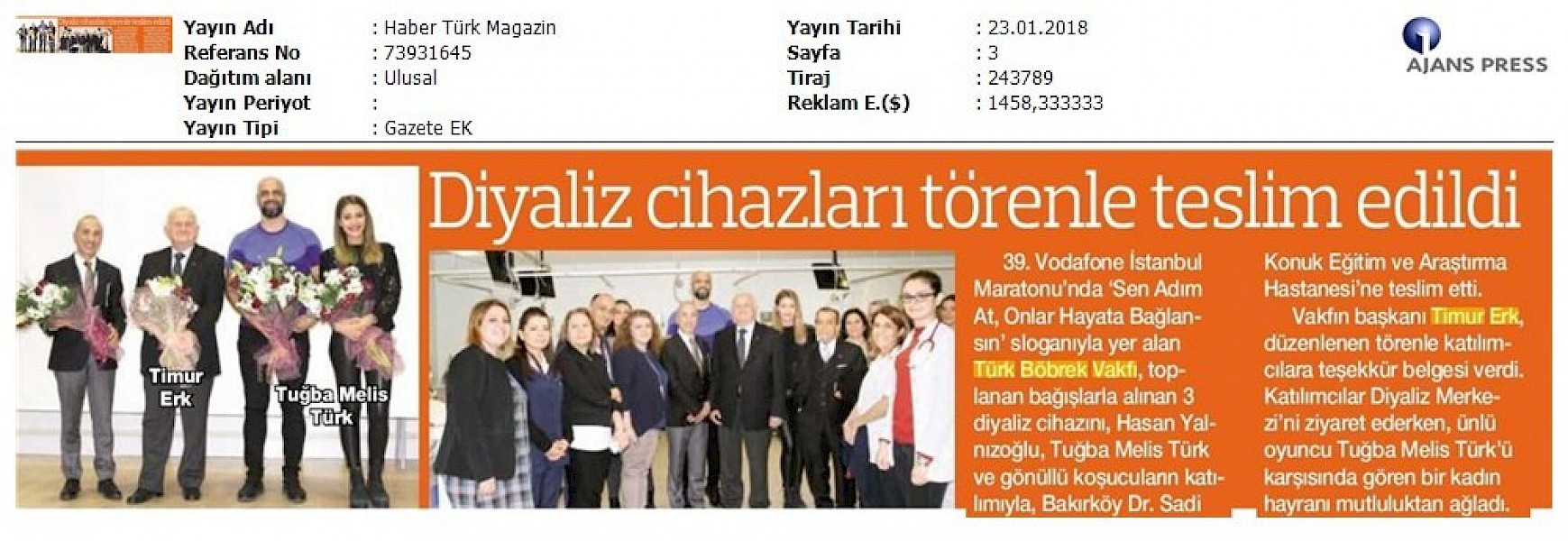Diyaliz Cihazı Teslim Töreni