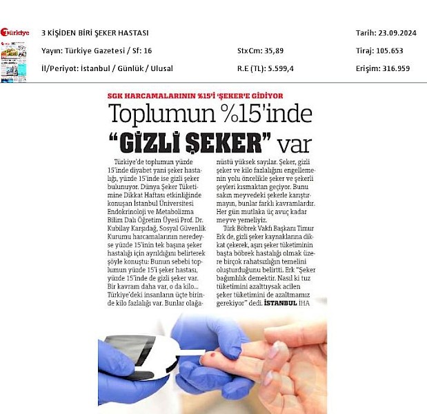 Toplumun %15´inde Gizli Şeker Var
