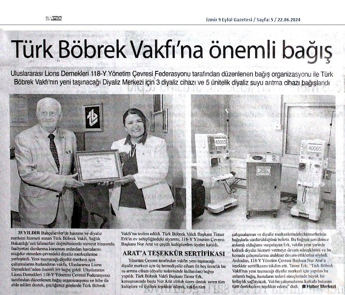 TBV´ye Önemli Bağış