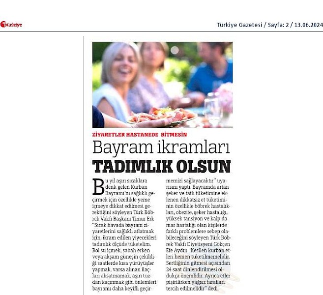 TBV´den Uyarı Bayram İkramları Tadımlık Olsun