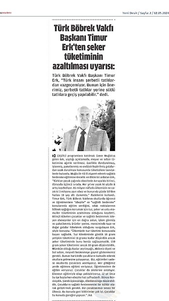 TBV Başkanı Timur Erk´ten Şekeri Azaltın Uyarısı