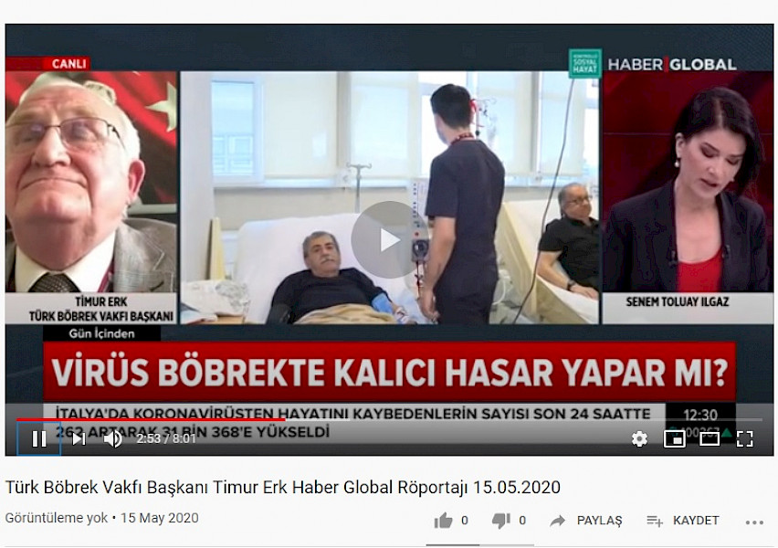Türk Böbrek Vakfı Başkanı Timur Erk Haber Global Röportajı