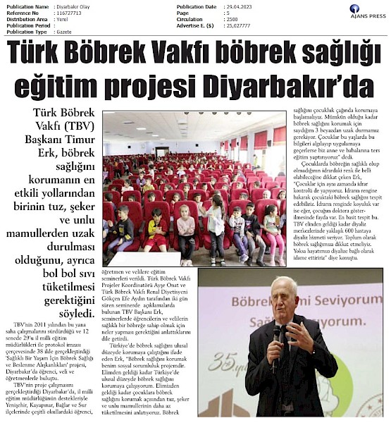TBV Eğitim Projesi Diyarbakır´da