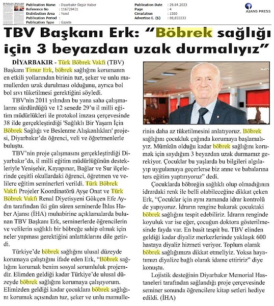 TBV Başkanı Timur Erk: Böbrek Sağlığı İçin 3 Beyazdan Uzak Durun