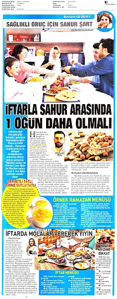 İftarla Sahur Arasında 1 Öğün Daha Olmalı
