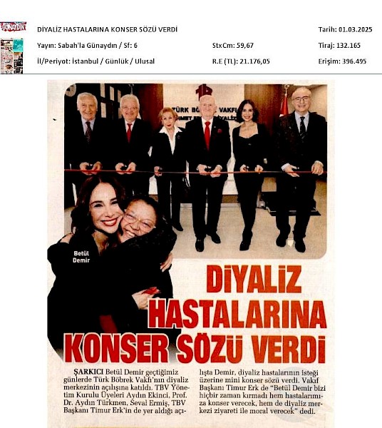 Diyaliz Hastalarına Konser Sözü Verdi