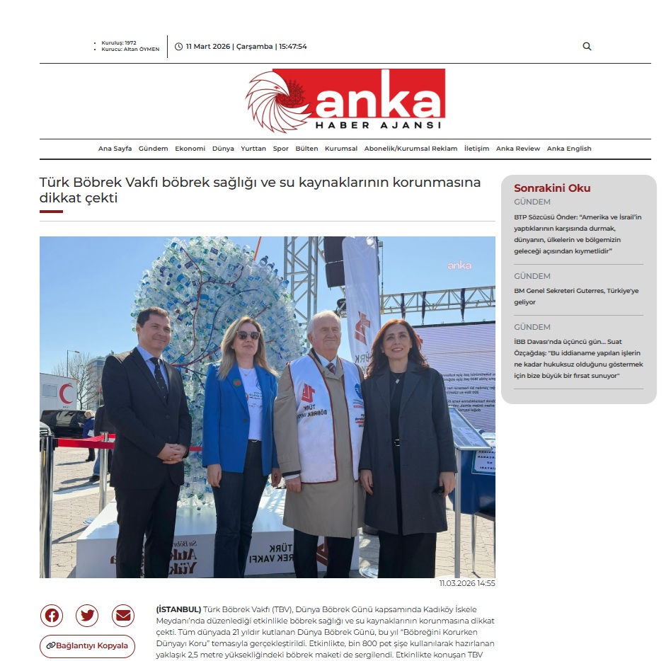 TBV Böbrek Sağlığı ve Su Kaynaklarının Korunmasına Dikkat Çekti