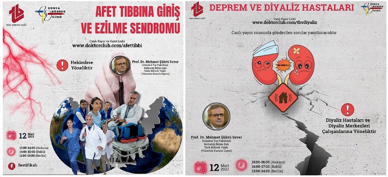AFET TIBBI VE EZİLME SENDROMU & DEPREMLER VE DİYALİZ HASTALARI EĞİTİMLERİ