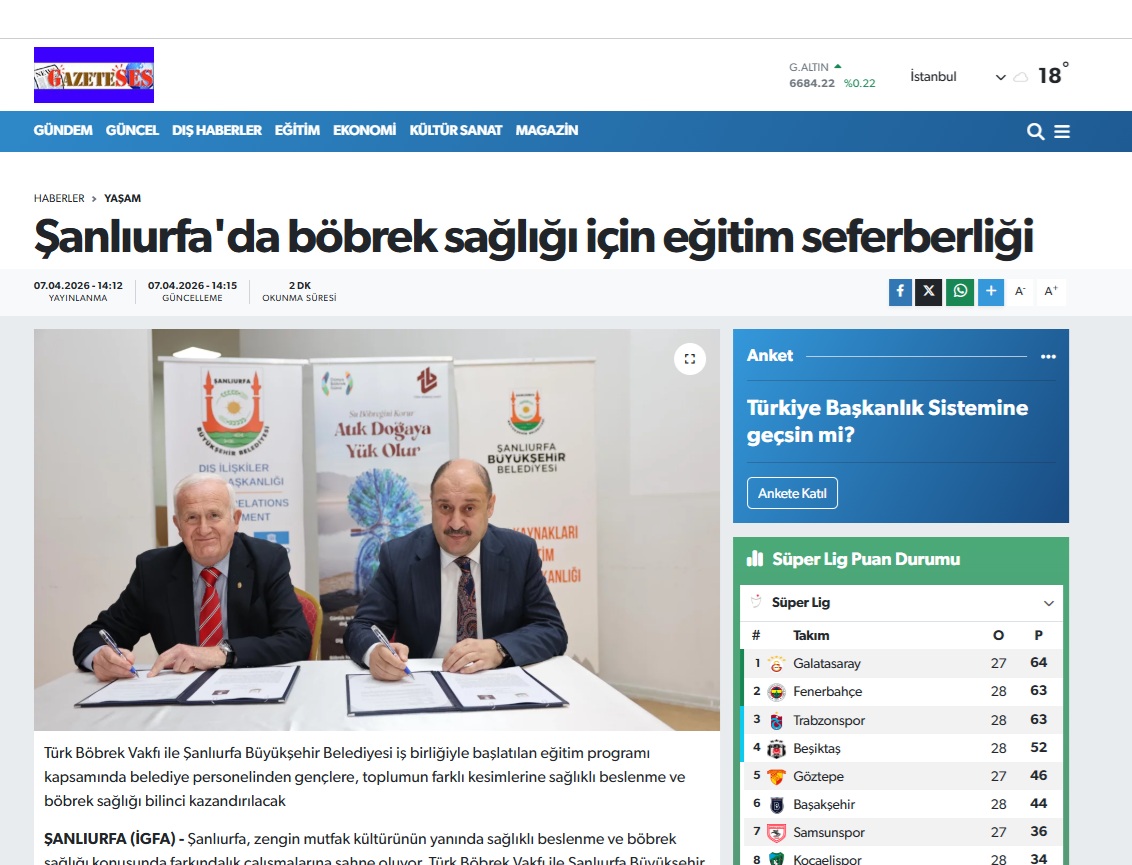 Şanlıurfa&acute;da böbrek sağlığı için eğitim seferberliği