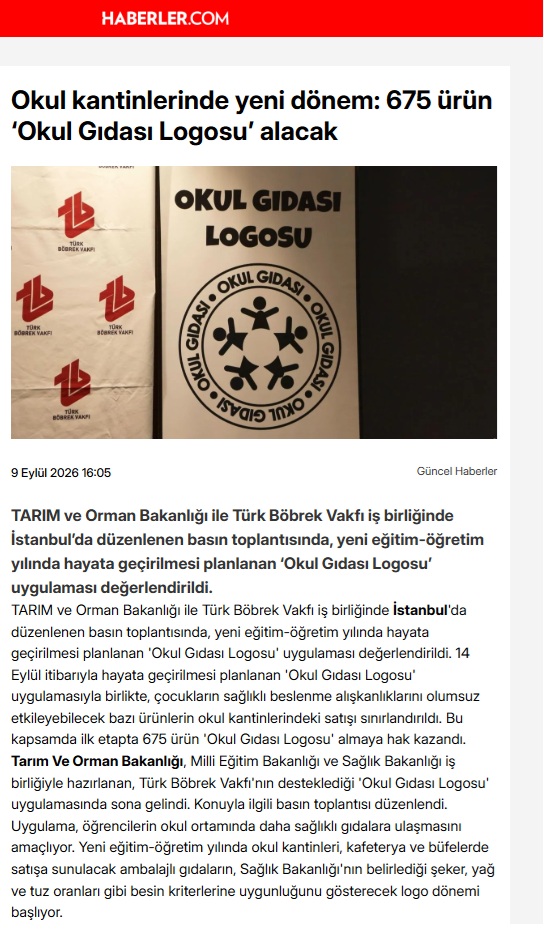 Okul kantinlerinde yeni dönem: 675 ürün ‘Okul Gıdası Logosu’ alacak