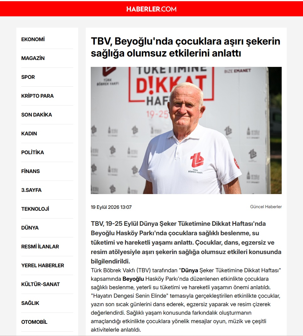 TBV, Beyoğlu&acute;nda çocuklara aşırı şekerin sağlığa olumsuz etkilerini anlattı