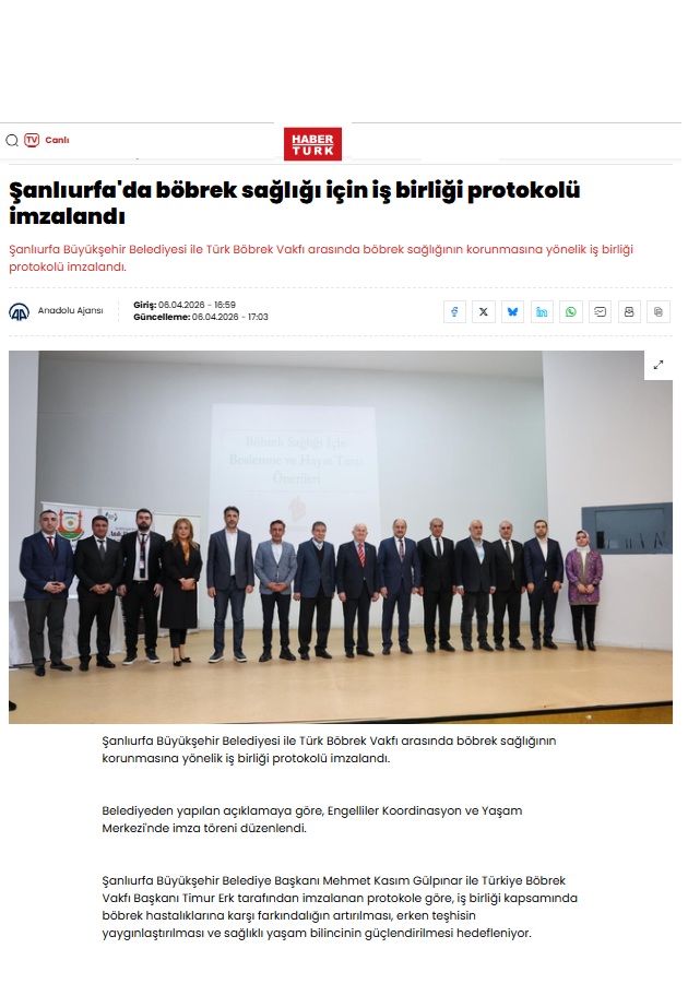 Şanlıurfa&acute;da böbrek sağlığı için iş birliği protokolü imzalandı