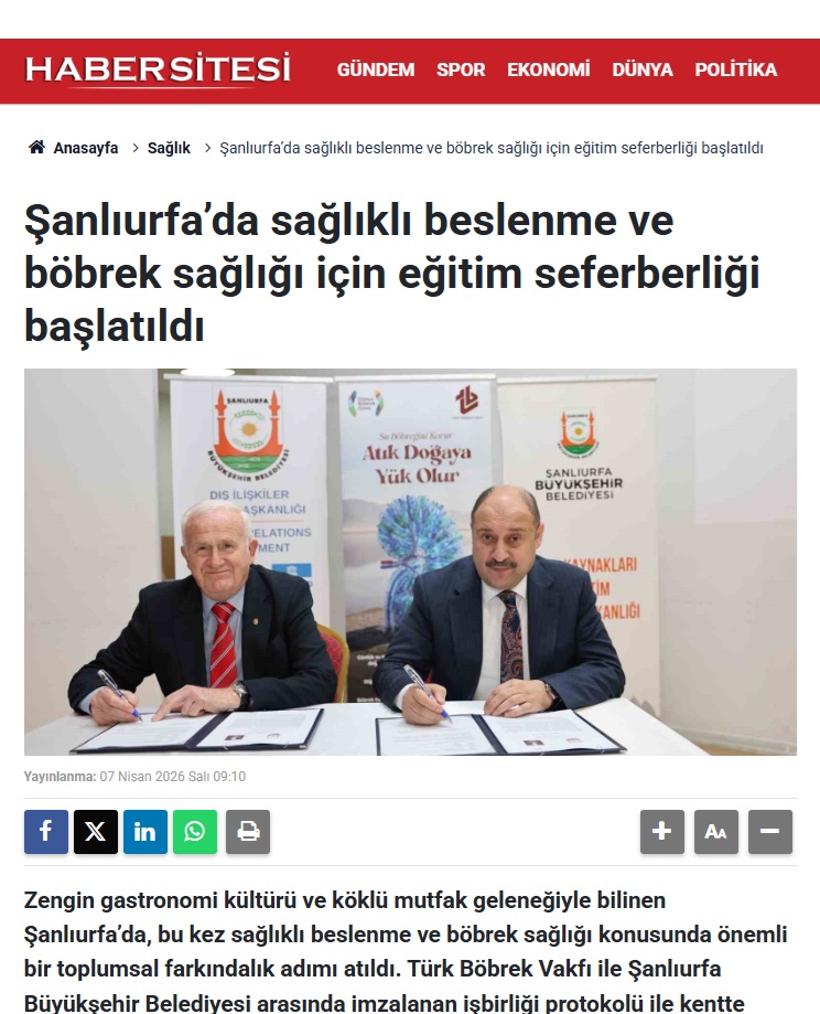 Şanlıurfa’da sağlıklı beslenme ve böbrek sağlığı için eğitim seferberliği başlatıldı