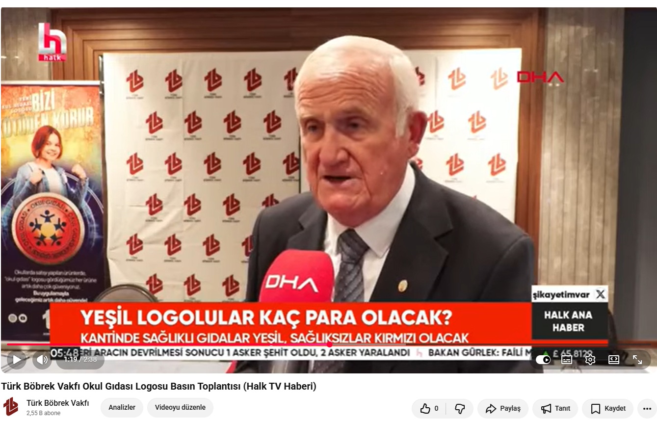 Türk Böbrek Vakfı Okul Gıdası Logosu Basın Toplantısı (Halk TV Haberi)