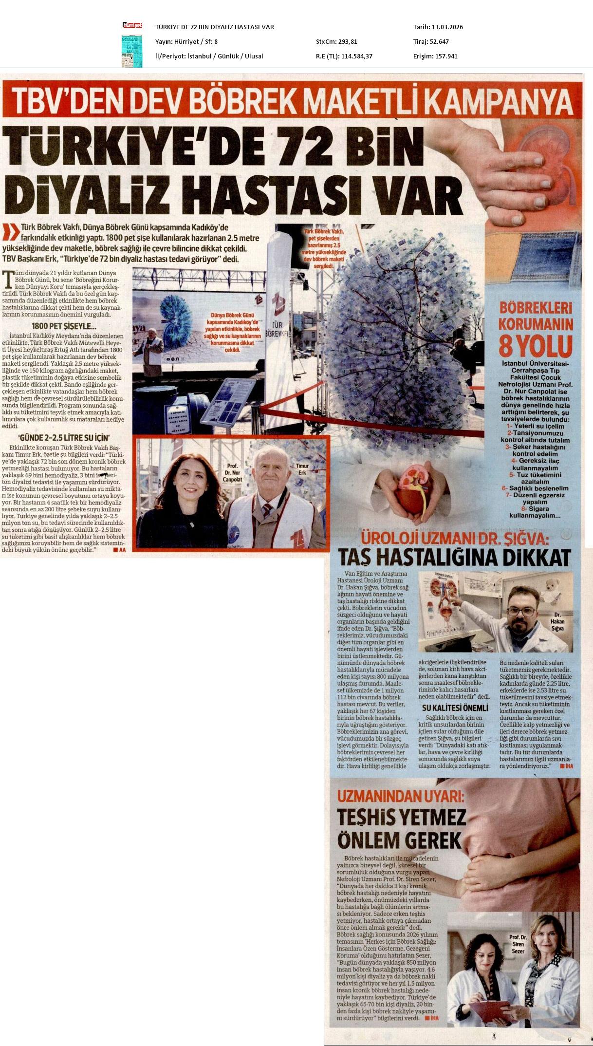 TBV&acute;den Dev Böbrek Maketli Kampanya