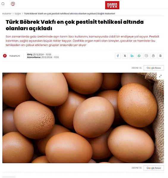 Türk Böbrek Vakfı en çok pestisit tehlikesi altında olanları açıkladı