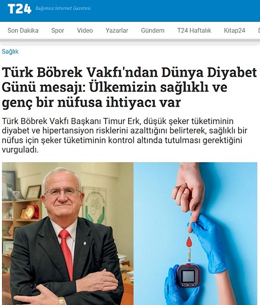 Türk Böbrek Vakfı´ndan Dünya Diyabet Günü mesajı: Ülkemizin sağlıklı ve genç bir nüfusa ihtiyacı var
