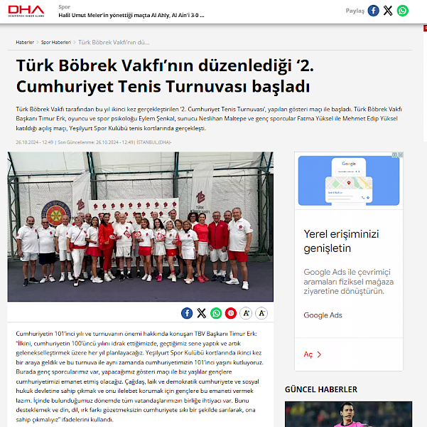 Türk Böbrek Vakfı’nın düzenlediği ‘2. Cumhuriyet Tenis Turnuvası başladı-2