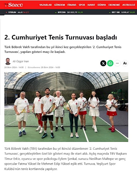 2. Cumhuriyet Tenis Turnuvası başladı