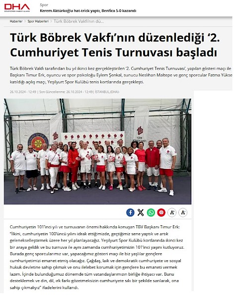 Türk Böbrek Vakfı’nın düzenlediği ‘2. Cumhuriyet Tenis Turnuvası başladı