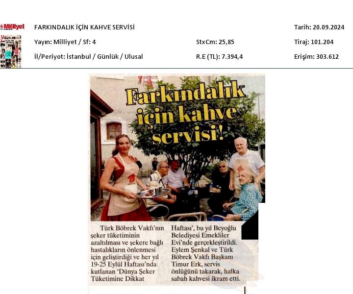 Farkındalık için kahve servisi