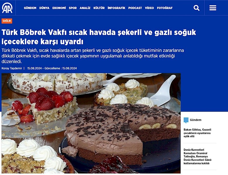 Türk Böbrek Vakfı sıcak havada şekerli ve gazlı soğuk içeceklere karşı uyardı