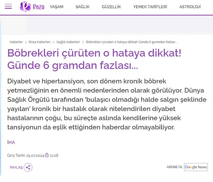 Böbrekleri çürüten o hataya dikkat! Günde 6 gramdan fazlası.
