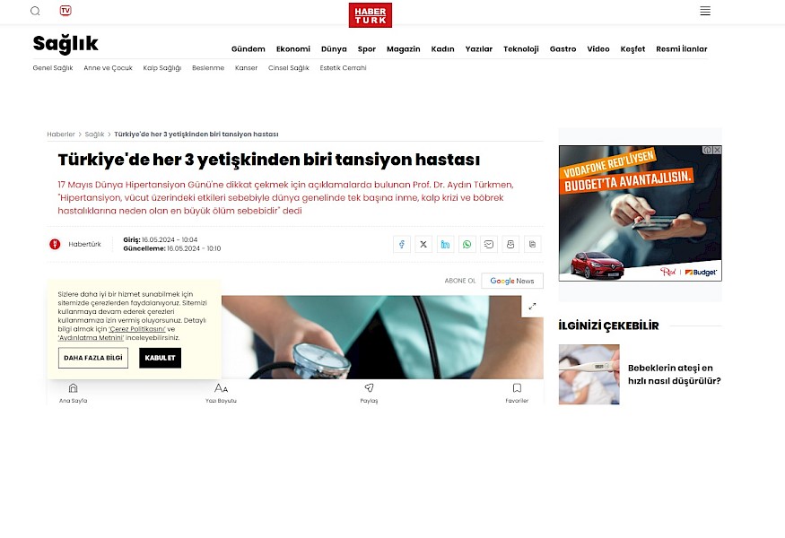 Türkiye´de her 3 yetişkinden biri tansiyon hastası