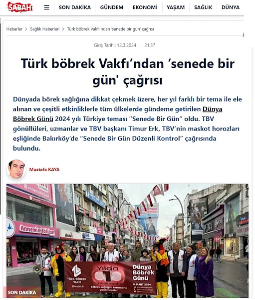 Türk böbrek Vakfı’ndan ‘senede bir gün´ çağrısı