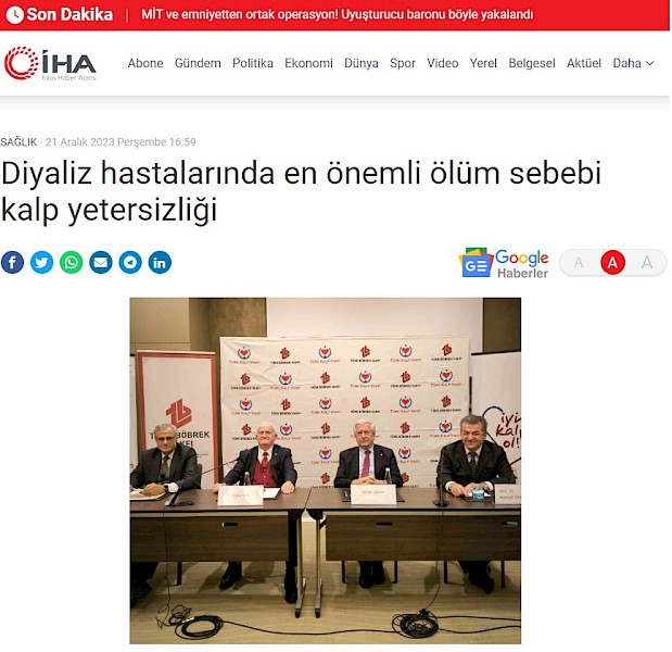 Diyaliz hastalarında en önemli ölüm sebebi kalp yetersizliği