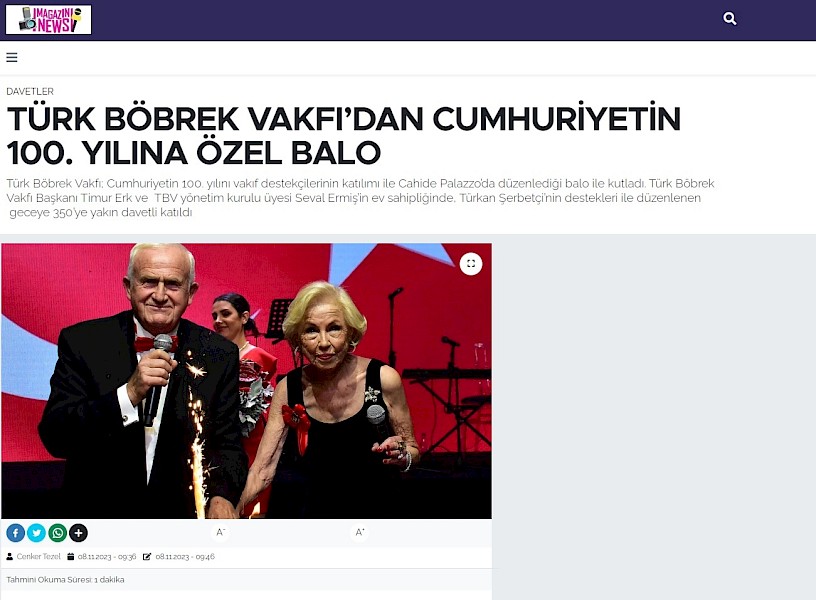 TÜRK BÖBREK VAKFI’DAN CUMHURİYETİN 100. YILINA ÖZEL BALO