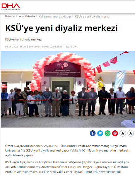 KSÜ’ye yeni diyaliz merkezi