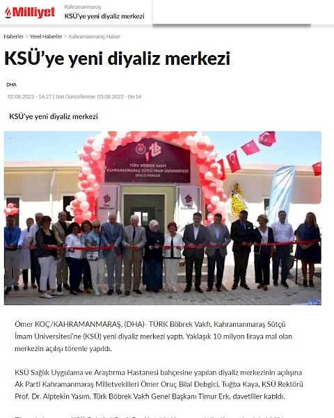 KSÜ´ye Yeni Diyaliz Merkezi