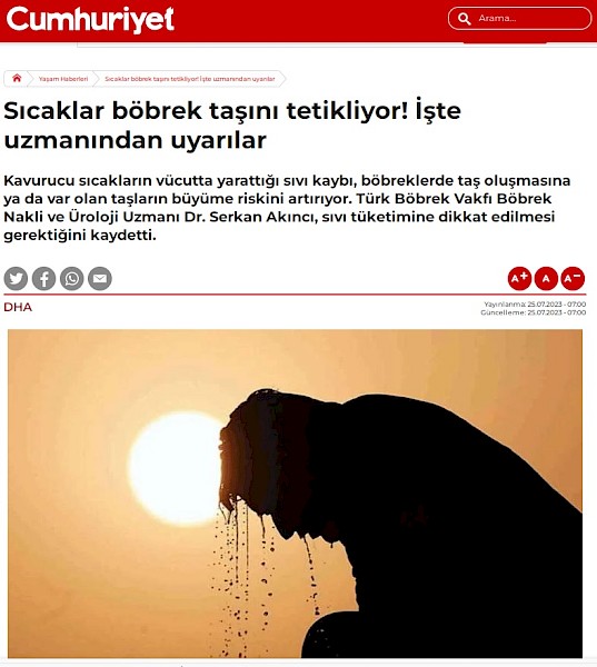 Sıcaklar böbrek taşını tetikliyor! İşte uzmanından uyarılar
