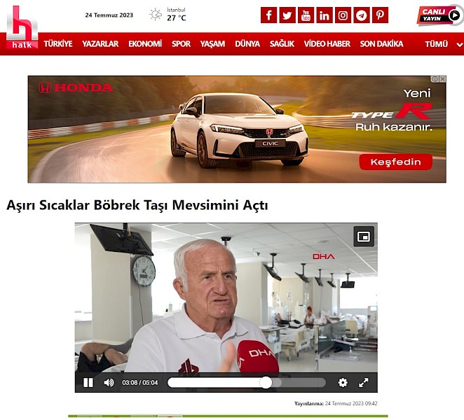 Aşırı Sıcaklar Böbrek Taşı Mevsimini Açtı
