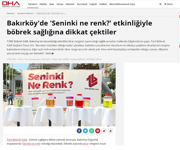 Bakırköy´de ´Seninki ne renk?´ etkinliğiyle böbrek sağlığına dikkat çektiler