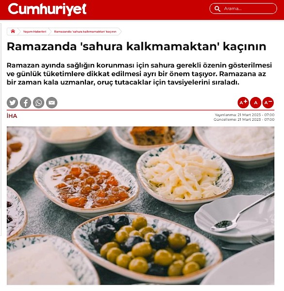Ramazanda ´sahura kalkmamaktan´ kaçının