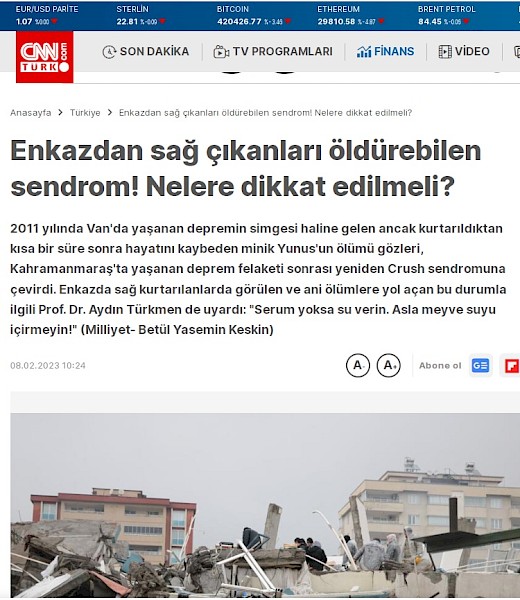 Enkazdan sağ çıkanları öldürebilen sendrom! Nelere dikkat edilmeli?